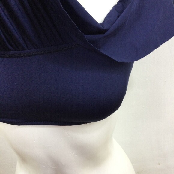 Trina Turk Monaco Off-The-Shoulder Ruffle Bandeau Bikini Top Swimsuit Navy 4 NWT - Picture 9 of 12